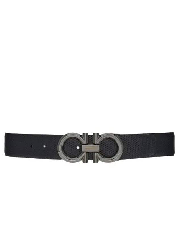 Gancini Buckle Reversible Leather Belt Navy Black - SALVATORE FERRAGAMO - BALAAN 2