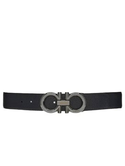 Gancini Buckle Reversible Leather Belt Navy Black - SALVATORE FERRAGAMO - BALAAN 2