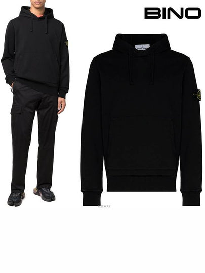 Waffen Patch Cotton Fleece Hoodie Black - STONE ISLAND - BALAAN 2