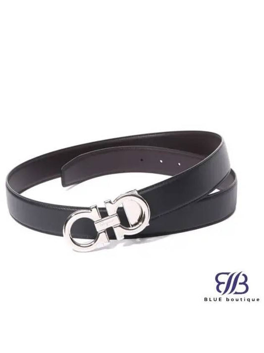 Reversible Gancini Leather Belt Black - SALVATORE FERRAGAMO - BALAAN 2