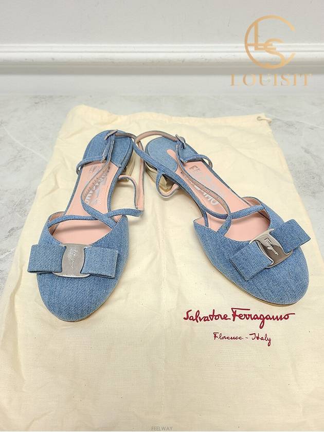 Used luxury goods Lewis It 6 Ferragamo Vara Pelma denim women s sandals - SALVATORE FERRAGAMO - BALAAN 7