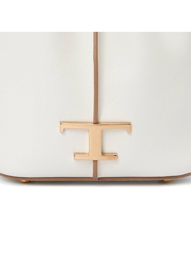 T Timeless Leather Micro Logo Bucket Bag White - TOD'S - BALAAN 9