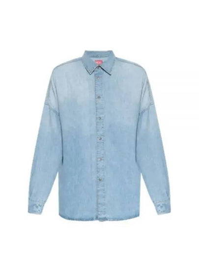 D Cama Logo Patch Denim Long Sleeve Shirt Light Blue - DIESEL - BALAAN 2