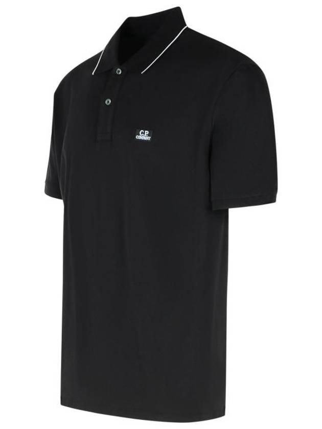 Logo Patch Polo Shirt Black - CP COMPANY - BALAAN 3