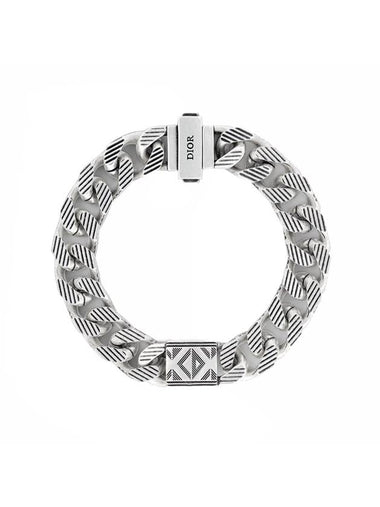 CD Diamond Chain Link Bracelet Silver - DIOR - BALAAN 1