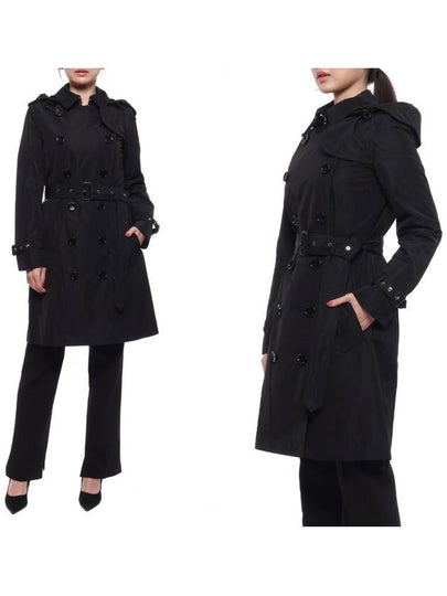 Detachable Hood Teffeta Kensington Trench Coat Black - BURBERRY - BALAAN 2