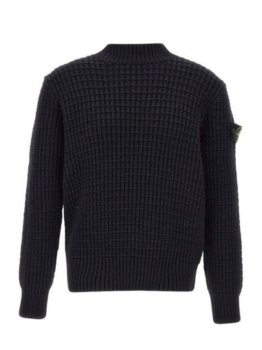 Compass Badge 3D Knit Top Black - STONE ISLAND - BALAAN 1