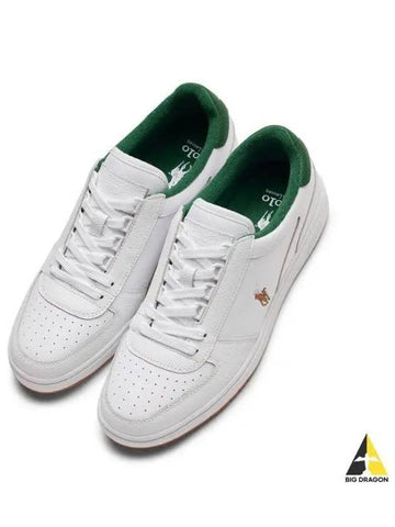 Polo Court Leather Low Top Sneakers White Green - POLO RALPH LAUREN - BALAAN 1