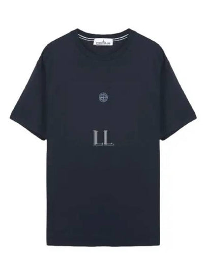 Garment Dyed Lettering One Print Cotton Jersey Short Sleeve T-Shirt Navy - STONE ISLAND - BALAAN 2