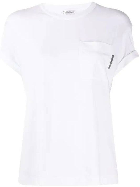 Stretch Cotton Jersey Short Sleeve T-Shirt White - BRUNELLO CUCINELLI - BALAAN 1