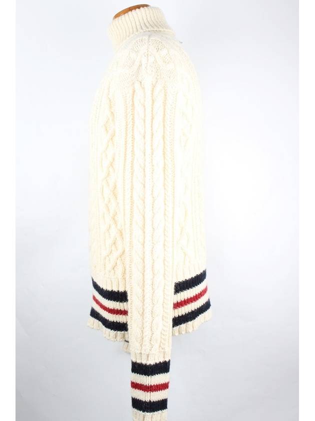 Aran cable RWB turtleneck knit 4 105 - THOM BROWNE - BALAAN 4