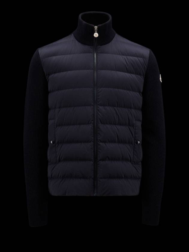 Men's Logo Patch Arm Padded Cardigan Navy - MONCLER - BALAAN 3