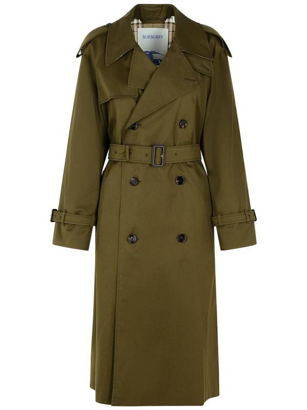 Burberry Green Cotton Blend Trench Coat - BURBERRY - BALAAN 1