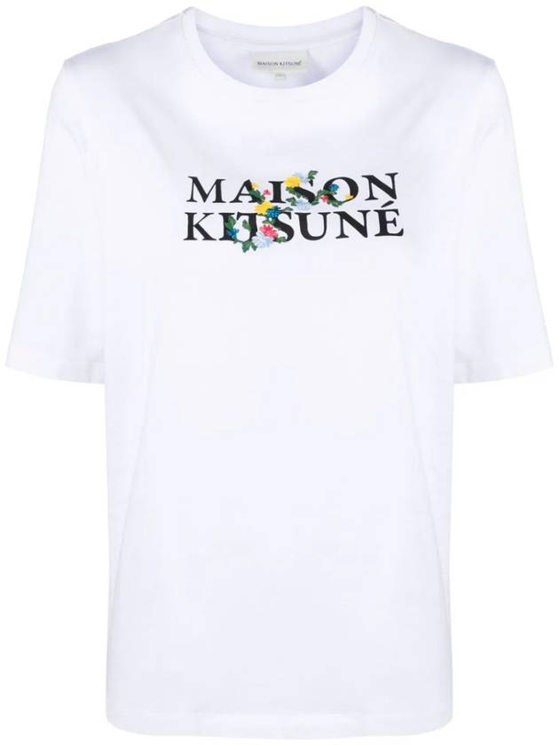 Flower Logo Print Short Sleeve T-Shirt White - MAISON KITSUNE - BALAAN 2