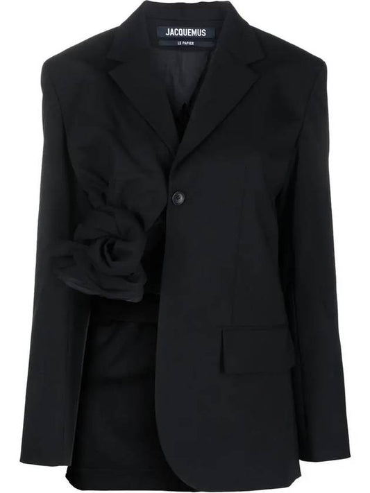 unbalanced blazer jacket black - JACQUEMUS - BALAAN.