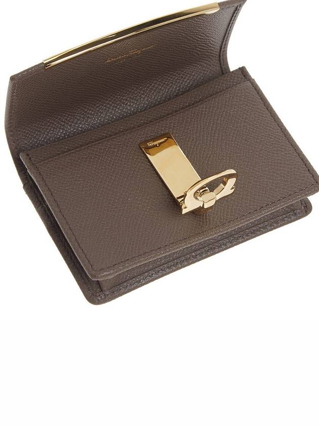 Gancini Calfskin Card Wallet Cumin - SALVATORE FERRAGAMO - BALAAN 9