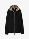 Check Hood Cotton Zip Up Hoodie Black Archive Beige - BURBERRY - BALAAN 2