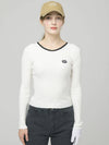 Doyou Know MC Women s Rib Tissue Color Scheme Round Neck Slim Fit White Knit DO6242KT11 - DOYOUKNOWMC GOLF WEAR - BALAAN 1