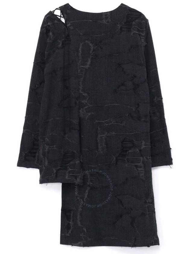 Y'S Ladies Wool Glen Check Lace-Up Shoulder Detail Top, Brand Size 1 (X-Small) - YOHJI YAMAMOTO - BALAAN 2