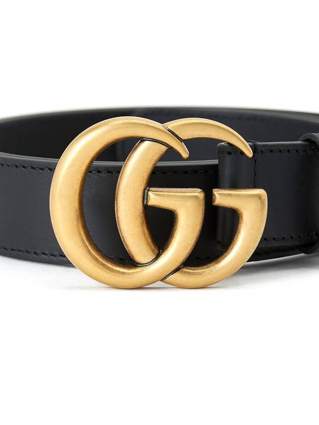 Men's GG Marmont Double G Buckle Gold Hardware Leather Belt Black - GUCCI - BALAAN 5