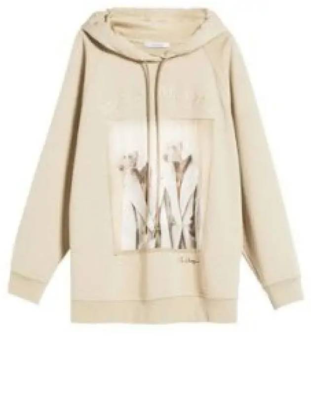 Lillo Graphic Print Cotton Hoodie Beige - MAX MARA - BALAAN 2