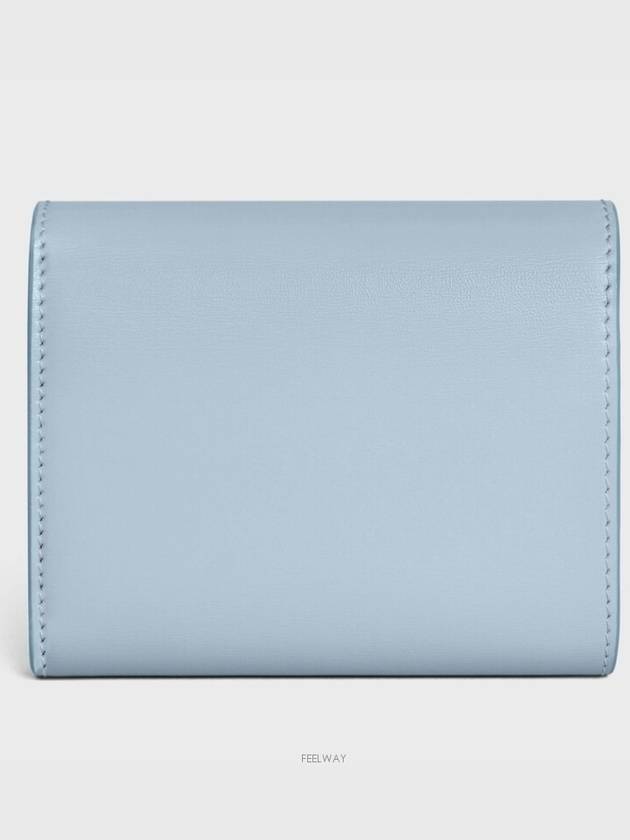 Shiny Triomphe Small Calfskin Half Wallet Light Blue - CELINE - BALAAN 5