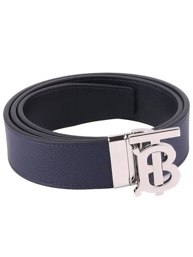 Reversible Monogram Leather Belt Navy - BURBERRY - BALAAN 6