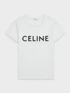 Logo Print Cotton Short Sleeve T-shirt White - CELINE - BALAAN 4