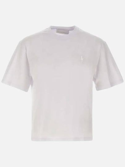 Men's Bolt Logo Cotton Short Sleeve T-Shirt White - NEIL BARRETT - BALAAN 2