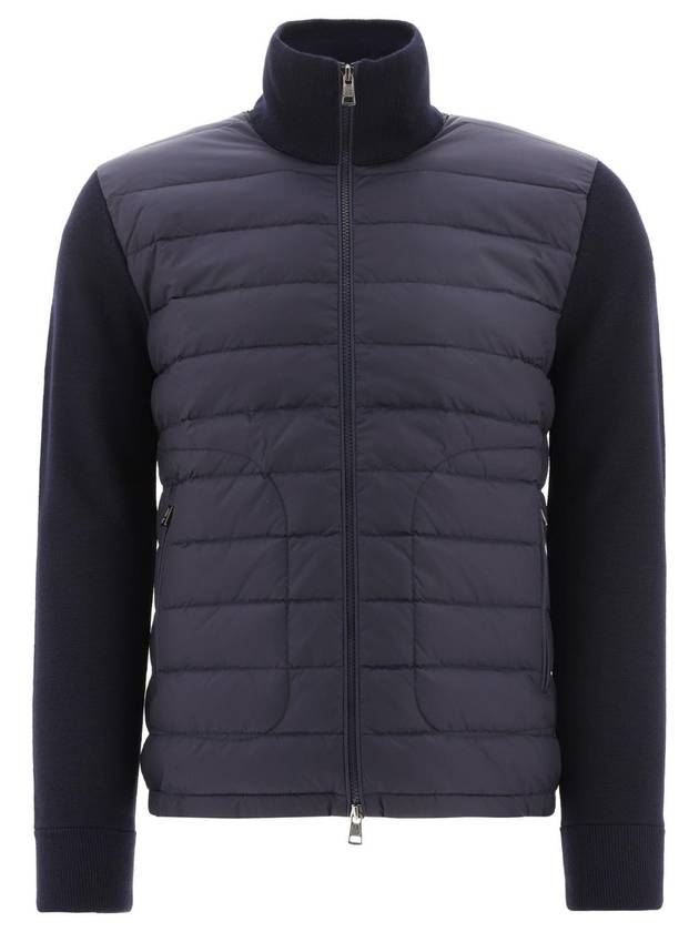 Padded Wool Cardigan Navy - MONCLER - BALAAN 1