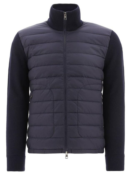 Padded wool cardigan navy blue - MONCLER - BALAAN 1