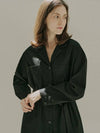 Overfit Shirt Long Sleeve Dress BLACK - AVANT-G - BALAAN 6