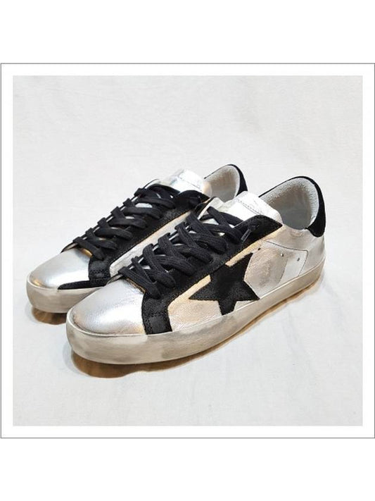 Black Superstar Low Top Sneakers Silver - GOLDEN GOOSE - BALAAN.