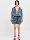 Jinro Cropped Denim Trucker Jacket Blue - C WEAR BY THE GENIUS - BALAAN 8