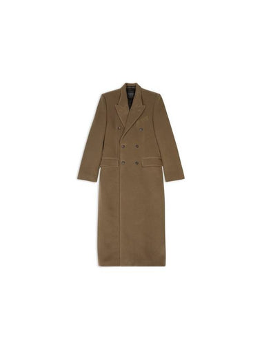 Men s Hourglass Brushed Wool Cashmere Double Coat Dark Beige - BALENCIAGA - BALAAN 1