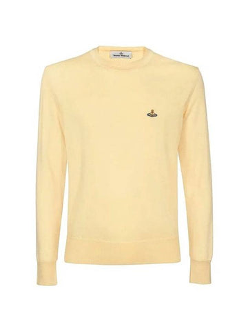 Men's ORB Embroidered Logo Wool Knit Top Yellow - VIVIENNE WESTWOOD - BALAAN 1