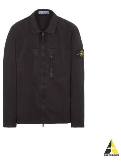 Wappen Patch Old Treatment Zip-Up Overshirt Black - STONE ISLAND - BALAAN 2