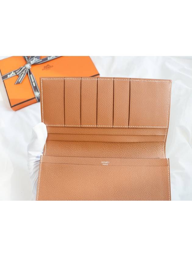 MC2 Calfskin Plain Logo Long Wallet Gold H064938CA37 - HERMES - BALAAN 7