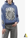 Printed Cotton Hoodie Blue - GANNI - BALAAN 2