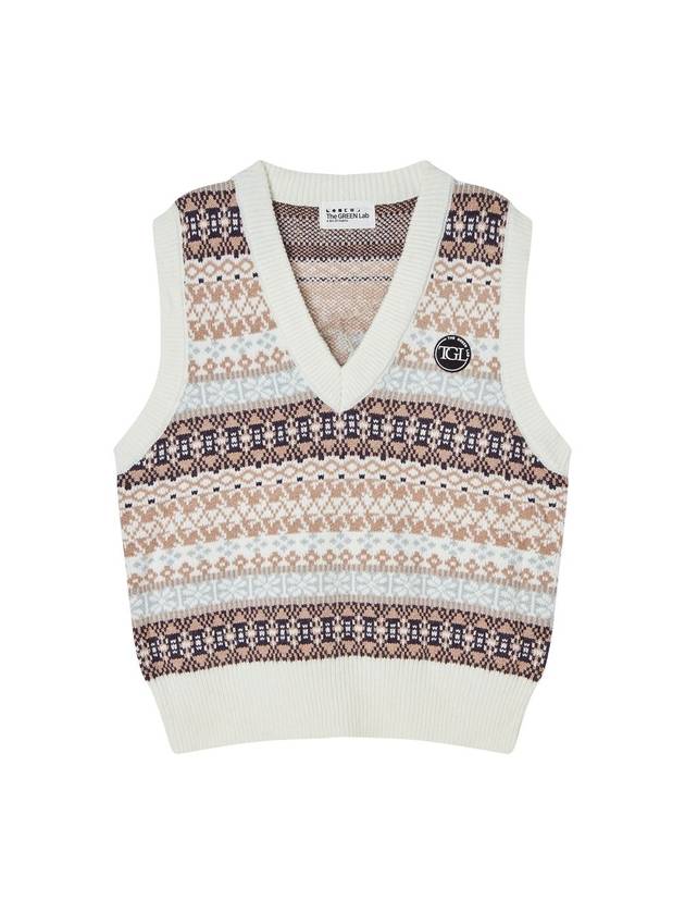 Jacquard Vest Sweater Ivory - THE GREEN LAB - BALAAN 1