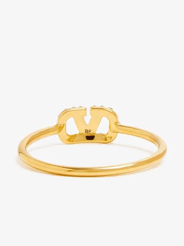 V Logo Signature Metal Crystal Ring Gold - VALENTINO - BALAAN 4