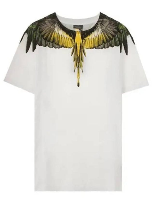 Yellow Wing Printing Short Sleeve T-Shirt White - MARCELO BURLON - BALAAN 2