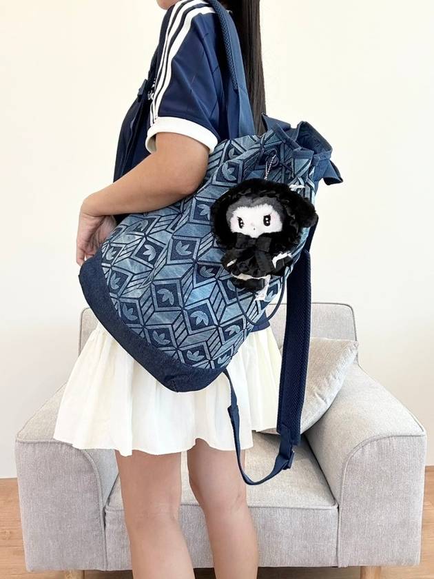 Monogram Denim Pouch Backpack Blue - ADIDAS - BALAAN 2