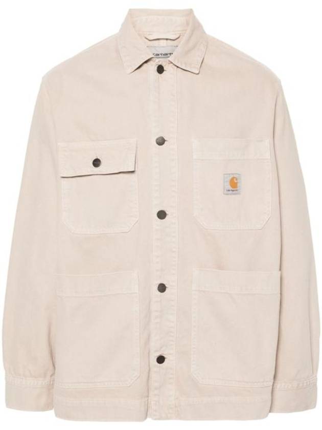 Garrison Logo Patch Cotton Shirt Jacket Beige - CARHARTT WIP - BALAAN 2