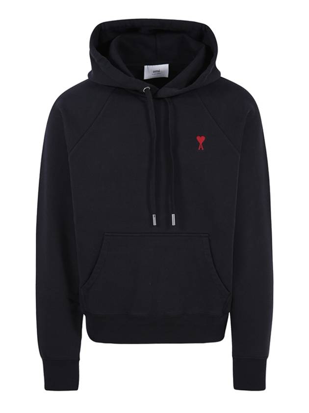 Heart Logo Cotton Hoodie Black - AMI - BALAAN 2