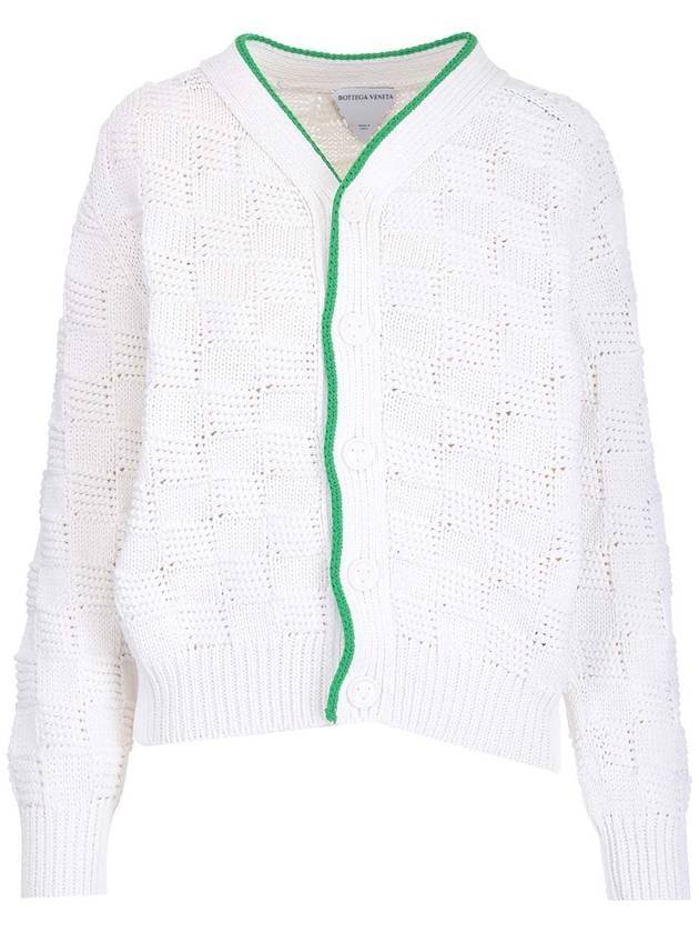 Women's Intrecciato Cardigan White - BOTTEGA VENETA - BALAAN.