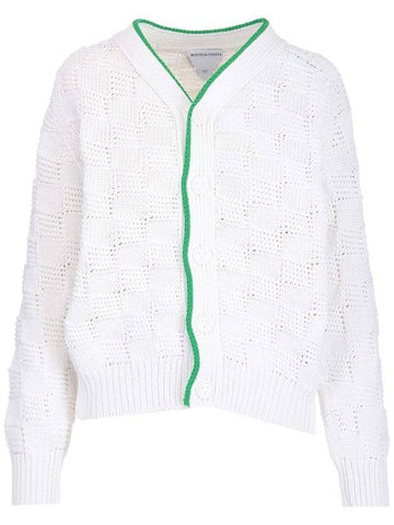 Women's Intrecciato Cardigan White - BOTTEGA VENETA - BALAAN.