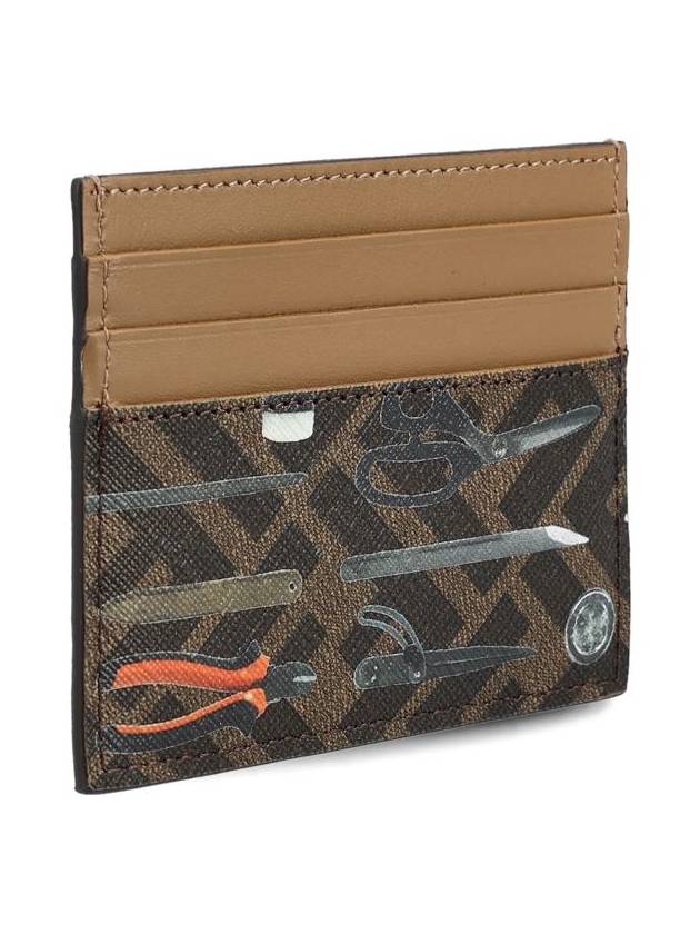 Men's FF Canvas Card Wallet Brown - FENDI - BALAAN 3