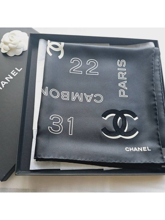 24A Workshop Silk 90x90 Square Scarf Black AAA240 - CHANEL - BALAAN 1