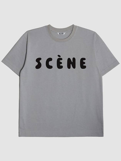 Scene Lettering Short Sleeve T-Shirt Blue Grey - KLOR - BALAAN 2